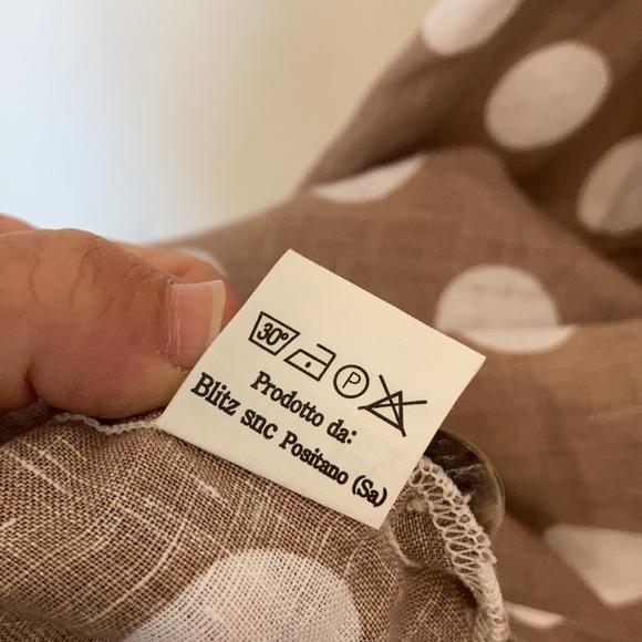 Blitz Taupe & White Polka Dot Linen Tulip Hem Dress Size Large BNWOT - Picture 10 of 12